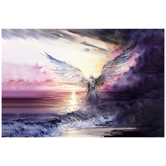 Angel Over the Ocean Watercolor Art Oil Painting Large Poster 20x30 - Picture 4 of 4